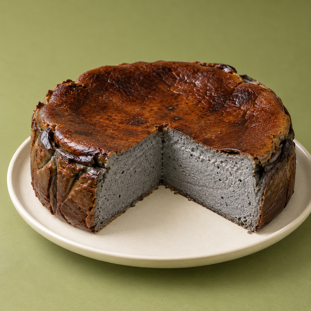 gâteau au fromage basque au sésame noir