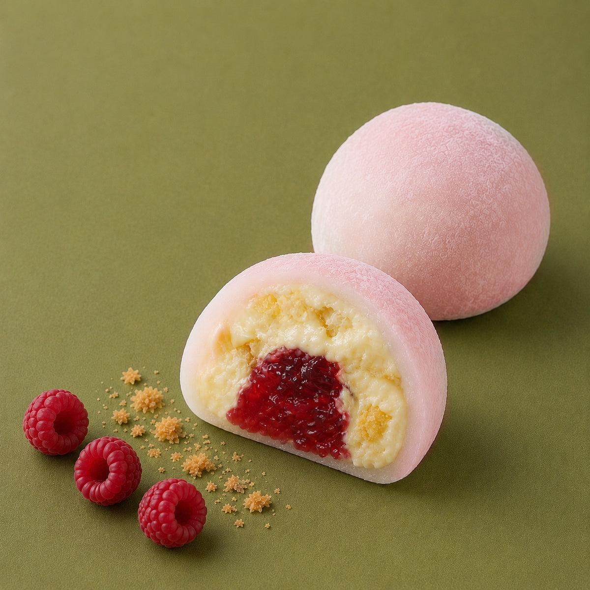 mochi au gâteau aux framboises