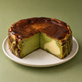 gâteau au fromage basque au matcha